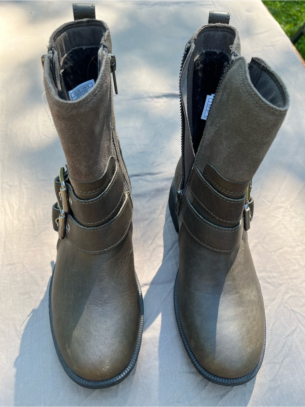 UGG Women's Gray Suede & Leather Buckle Ankle Boots